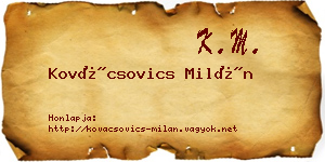 Kovácsovics Milán névjegykártya