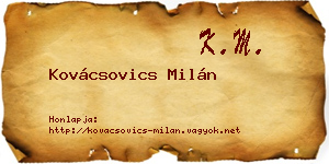 Kovácsovics Milán névjegykártya